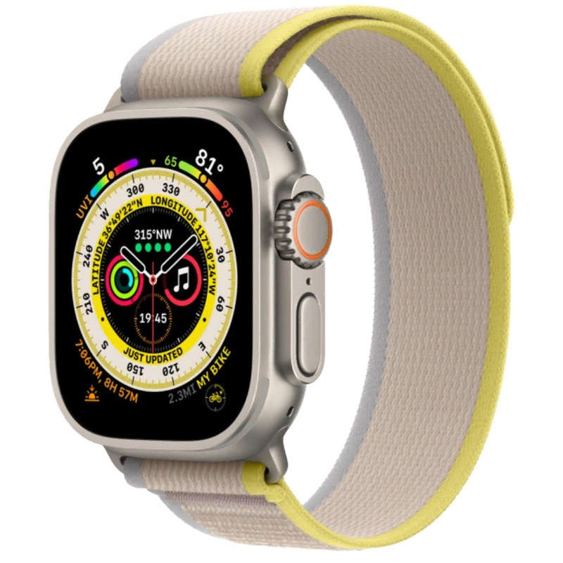 Apple Watch Series Ultra 49mm Titanium Case with Yellow Trail Loop M/L