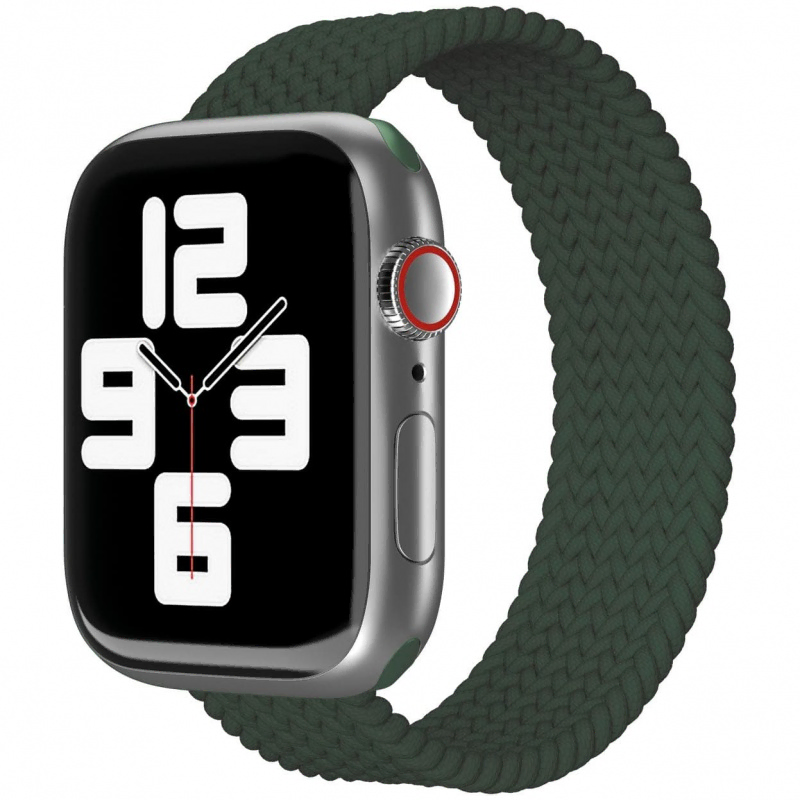 Ремешок нейлоновый плетёный "vlp" для Apple Watch 42/44/45, S/M, 2шт, темно-зелёный