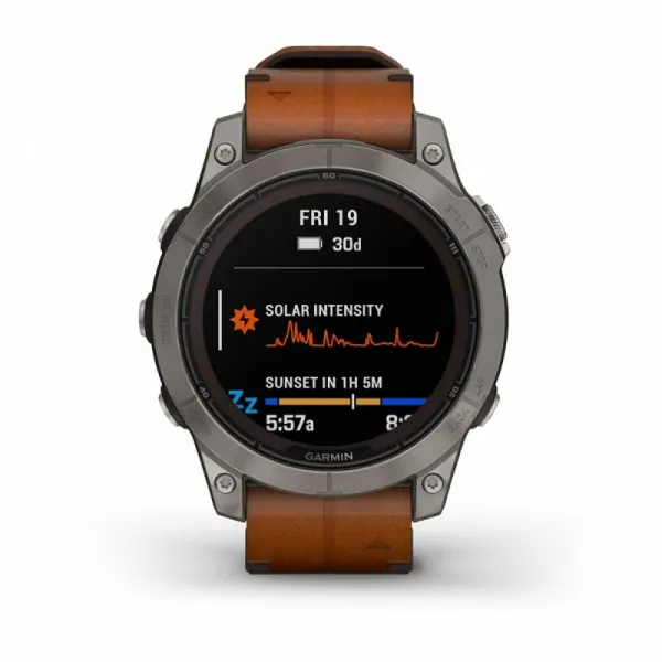 Часы Garmin FENIX 7 Pro Sapphire Solar Carbon Gray with Chestnut Leather Band