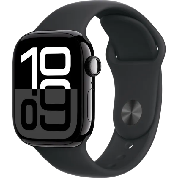 Apple Watch Series 10 46mm Aluminum Jet Black Case Black Sport Band M/L
