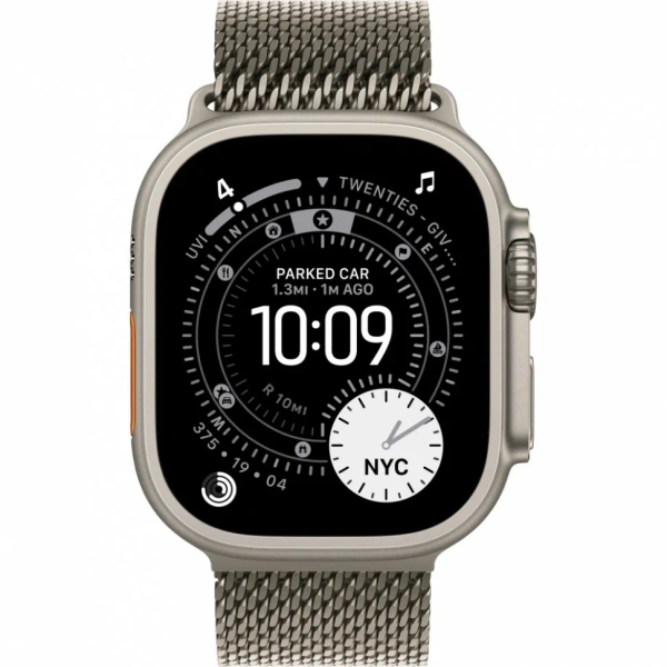 Apple Watch Series Ultra 3 49mm Natural Titanium Case with Natural Titanium Milanese Loop S